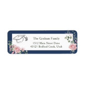 Pink Roses Graduate Cap Graduation Return Address (Vorne)