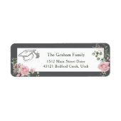 Pink Roses Graduate Cap Graduation Return Address (Vorne)