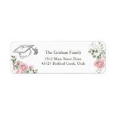 Pink Roses Graduate Cap Graduation Return Address (Vorne)