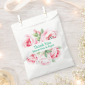 Pink Roses & Green Foliage Wedding Thank You Geschenktütchen (Ausgeschnitten)