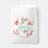 Pink Roses & Green Foliage Wedding Thank You Geschenktütchen (Vorderseite)