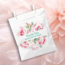 Pink Roses & Green Foliage Wedding Thank You