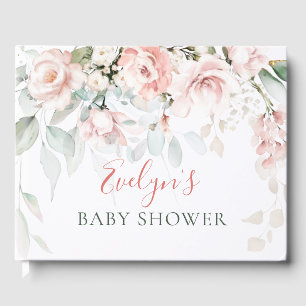 Pink Roses Greenerenerage Foliage Baby Shower Gäst Gästebuch