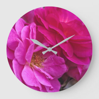 Pink Roses Große Wanduhr
