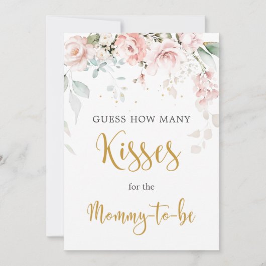 Pink Roses Guess Wie viele Kisses Game Sign Einladung (Vorderseite)