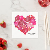 Pink Roses Heart Cluster Custom Wedding Serviette (Beispiel)
