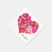 Pink Roses Heart Cluster Custom Wedding Serviette (Ecke)