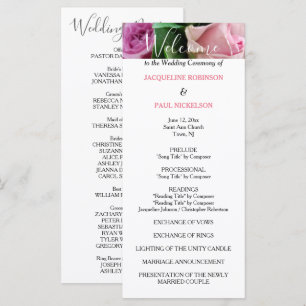 Pink Roses Hochzeitsprogramm Programm