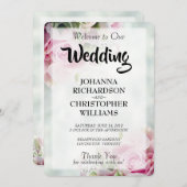 Pink Roses Hochzeitsprogramm Programm (Vorne/Hinten)