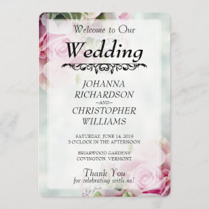 Pink Roses Hochzeitsprogramm Programm