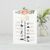 Pink Roses Illustrierter Hochzeitsgast Willkommen Hinweiskarte (Stehend Vorderseite)