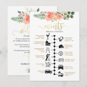 Pink Roses Illustrierter Hochzeitsgast Willkommen Hinweiskarte (Vorne/Hinten)