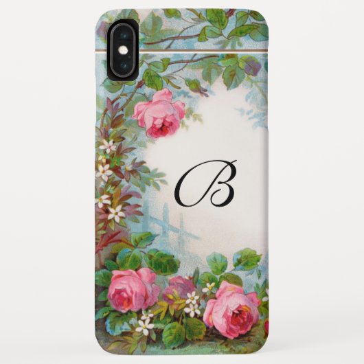 PINK ROSES & JASMINE FLORALES MONOGRAMM Case-Mate iPhone HÜLLE (Rückseite)