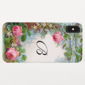 PINK ROSES & JASMINE FLORALES MONOGRAMM Case-Mate iPhone HÜLLE (Rückseite (Horizontal))