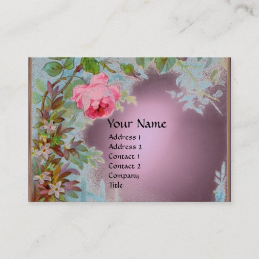 PINK ROSES & JASMINE LILA GEMSTONE MONOGRAM VISITENKARTE (Vorderseite)