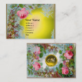 PINK ROSES & JASMINE MONOGRAM GEM gelb Visitenkarte (Vorne/Hinten)