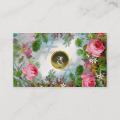 PINK ROSES & JASMINES MONOGRAM GEM STONE grau Visitenkarte (Rückseite)