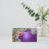 PINK ROSES & JASMINES MONOGRAM GEM STONE lila Visitenkarte (Stehend Vorderseite)