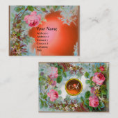 PINK ROSES & JASMINES MONOGRAM GEM STONE Orange Visitenkarte (Vorne/Hinten)
