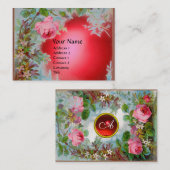 PINK ROSES & JASMINES MONOGRAM GEM STONE rot Visitenkarte (Vorne/Hinten)