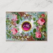 PINK ROSES & JASMINES MONOGRAMM GEM STONE ,Fuchsia Visitenkarte (Rückseite)