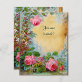 PINK ROSES & JASMINES Perchment Einladung (Vorne/Hinten)