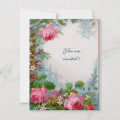 PINK ROSES, JASMINES Weißes Perlpapier Einladung (Vorderseite)