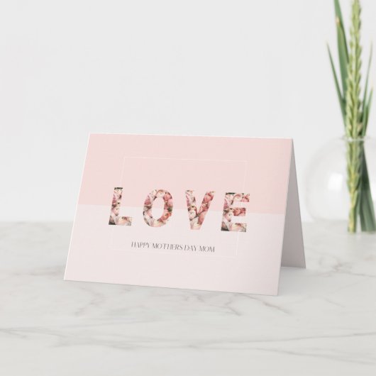 Pink Roses 'LOVE' Mother's Day Greeting Card Karte (Vorderseite)