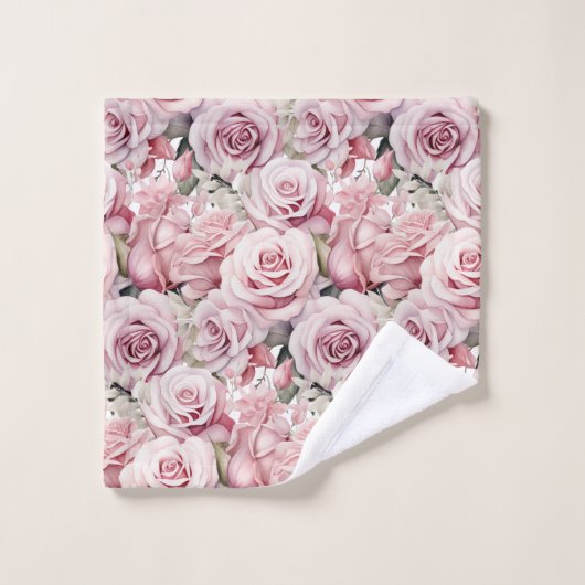Pink Roses Maximalist Badhandtuch Set (Waschlappen)