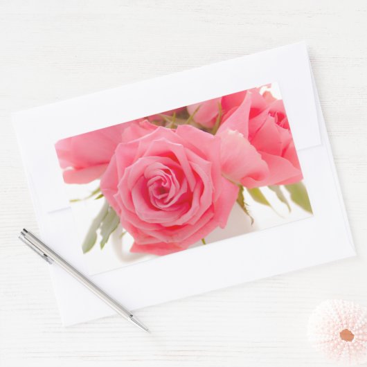 Pink roses | mothersday | birthday | rechteckiger aufkleber (Umschlag)