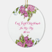Pink Roses Mr. und Mrs. First Christmas Ornament (Links)