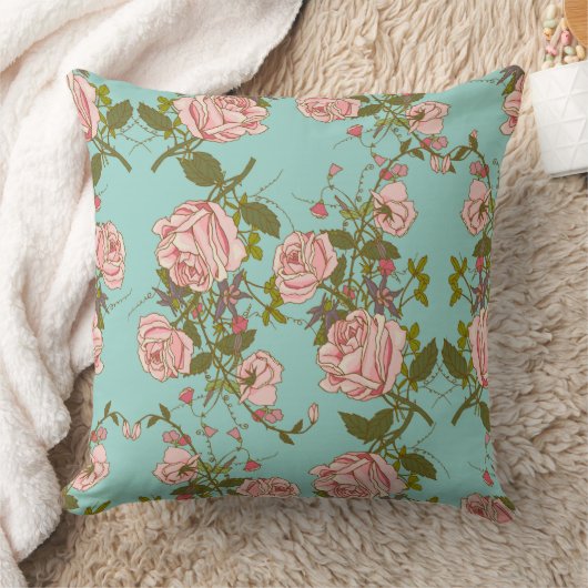 Pink Roses Muster dekorative Kissen (Decke)