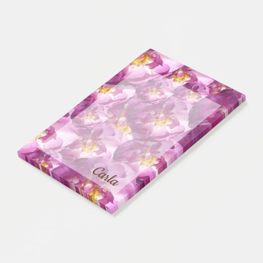 Pink Roses Name benutzerdefinierte Post-It-Notizen Post-it Klebezettel (angewinkelt)