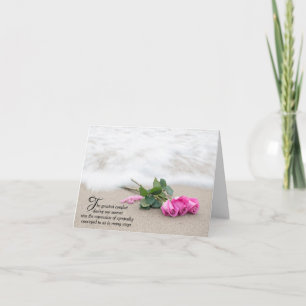 Pink Roses On Beach Sand Beileid Danke Karte