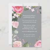 Pink Roses on Grey Customizable Wedding Invitation (Rückseite)