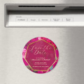 Pink Roses on Viva Magenta | Wedding Save The Date Magnet (In Situ (Geschirrspüler))