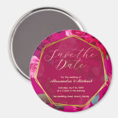 Pink Roses on Viva Magenta | Wedding Save The Date Magnet (Vorderseite/Rückseite)