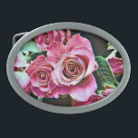 PINK ROSES OVALE GÜRTELSCHNALLE<br><div class="desc">Ein Kunstdesign von hübsch rosa Rosen.</div>