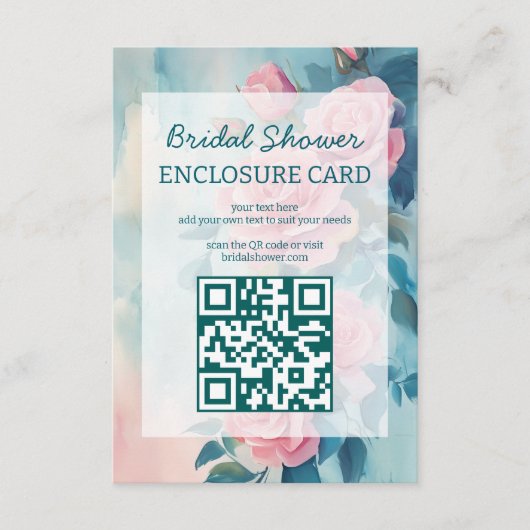 Pink Roses Painting Brautparty CUSTOM QR Code Begleitkarte (Vorderseite)