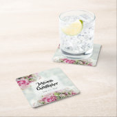 Pink Roses Paper Wedding Untersetzer (Vor Ort)