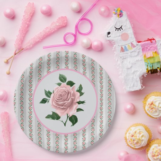 Pink Roses Pappteller (Party)