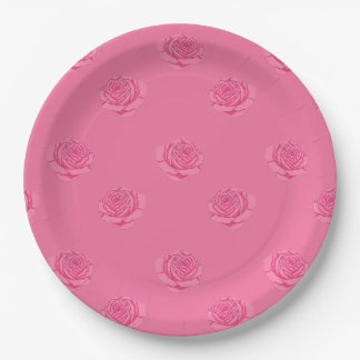 Pink roses pappteller