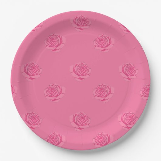 Pink roses pappteller (Vorderseite)