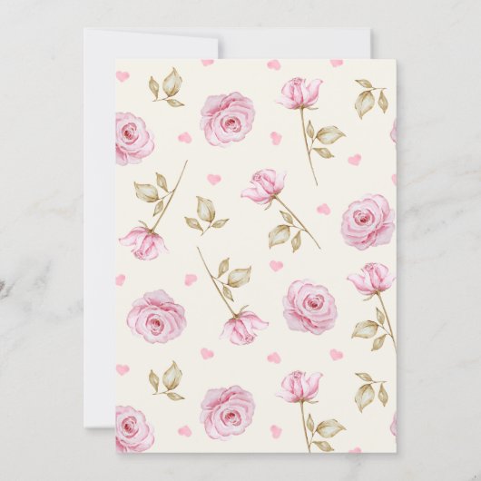 Pink roses pattern bow bridal shower einladung (Rückseite)