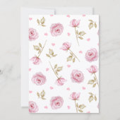 Pink roses pattern bow bridal shower einladung (Rückseite)