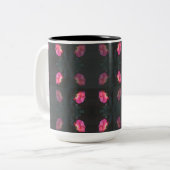 Pink Roses Pattern Zweifarbige Tasse (Vorderseite Links)