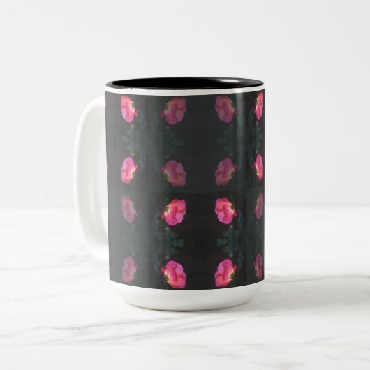 Pink Roses Pattern Zweifarbige Tasse (Vorderseite Links)