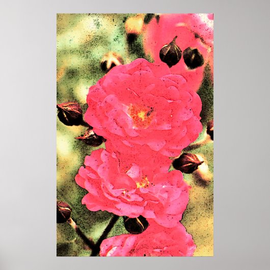 Pink Roses Poster - Digitales Foto Kunst, Dichtung (Vorne)