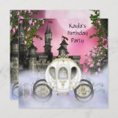 Pink Roses Princess Geburtstagsparty Einladung (Vorne/Hinten)