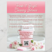 Pink Roses QR Code Clearing Service Business Flyer (Vorne)